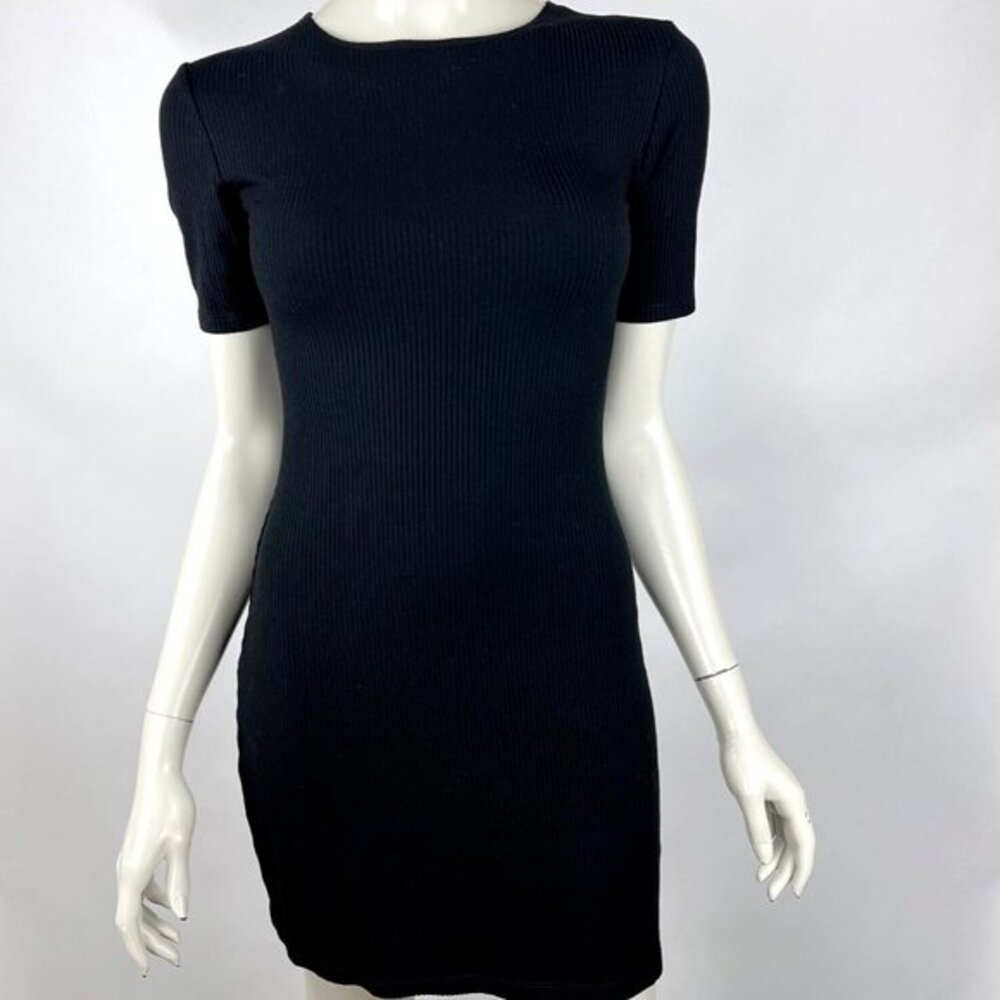 Reformation Kendy Dress Women M EUC Ribbed Stretch Tencel Short Sleeve Crew Neck
